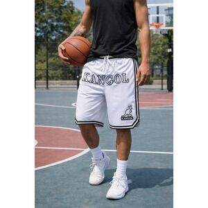 Kangol Mesh Athletic Shorts White Drawstring Elastic Waist Basketball size G/L